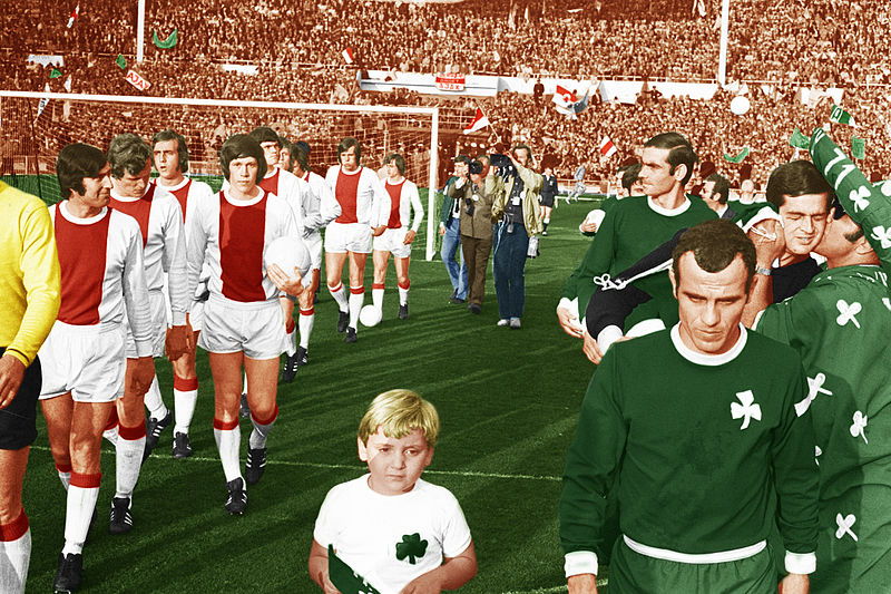 ajax v panathinaikos 1971 european cup final teams walking out