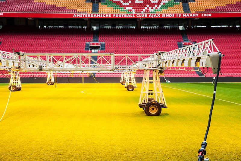 artificial lighting on pitch in ajax amsterdam arena