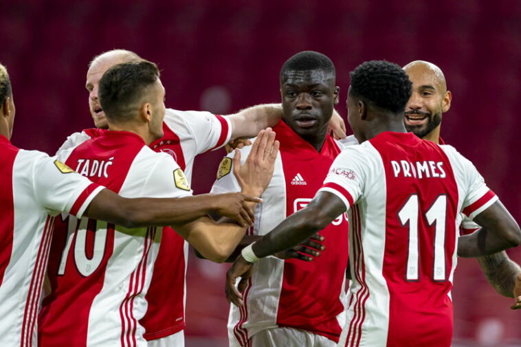 brian brobbey after scoring for ajax