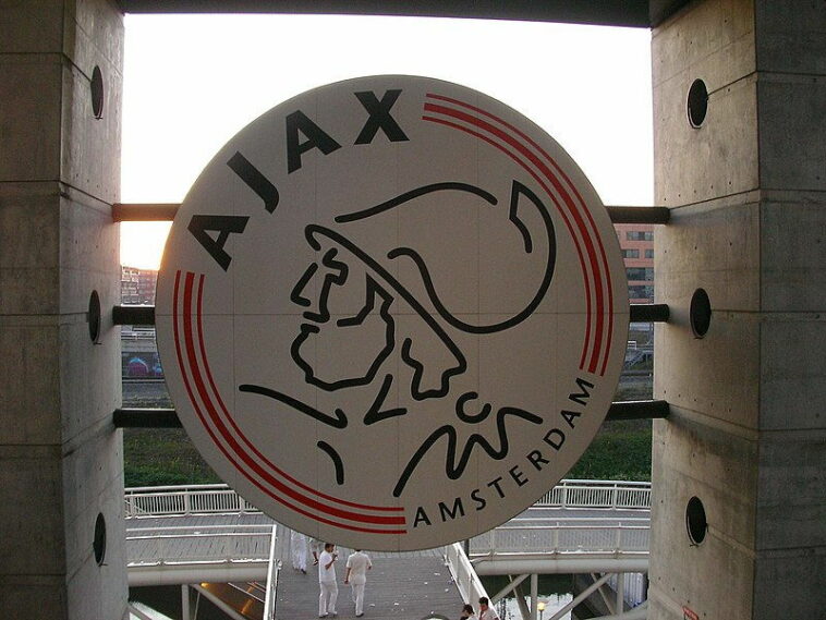 close up of large ajax crest suspended on the amersterdam arena