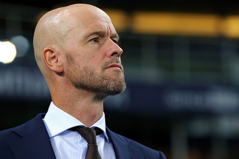 erik ten hag looks up contemplating in stadium before big game