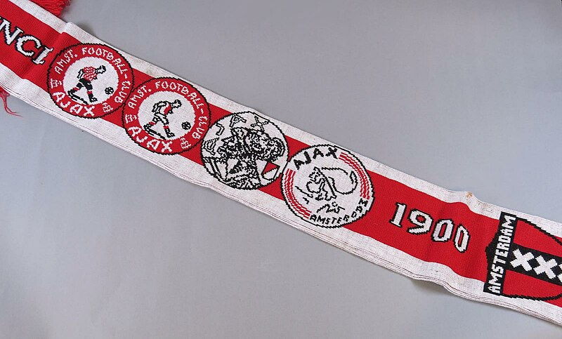 scarf showing the different incarnations of the ajax crest